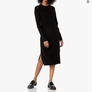 NWT The Drop Women's Renata Rib Slounge Midi Dress, Black, M